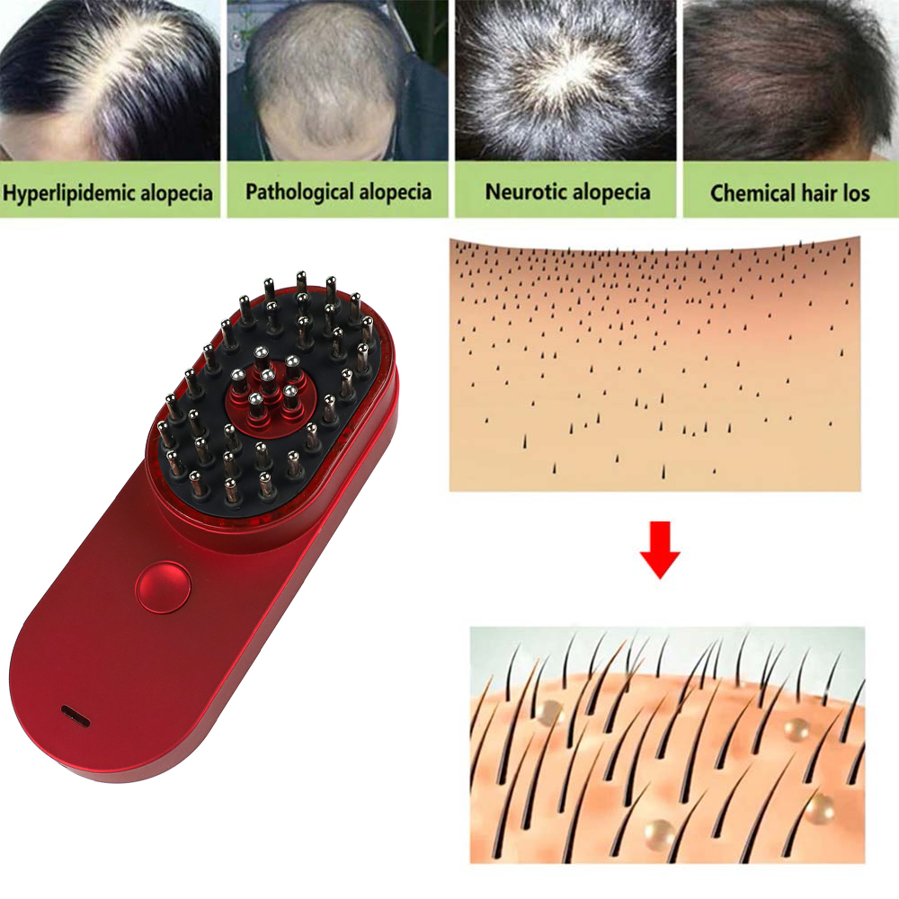 فرشاة شعر كهربائية صغيرة محمولة أيونية مضادة للكهرباء الساكنة تدليك لفروة الرأس مشط علاج تساقط الشعر العناية