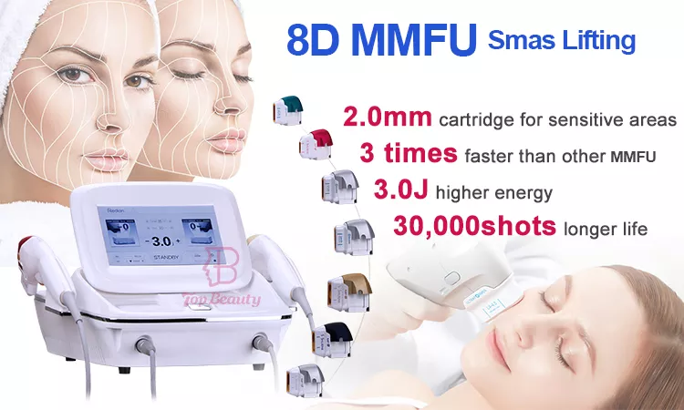 جهاز تجميل الوجه بالموجات فوق الصوتية المركزة عالية الكثافة لإزالة تجاعيد الوجه وشدّه وتنحيف الجسم بجهاز HIFU Vmax 8D