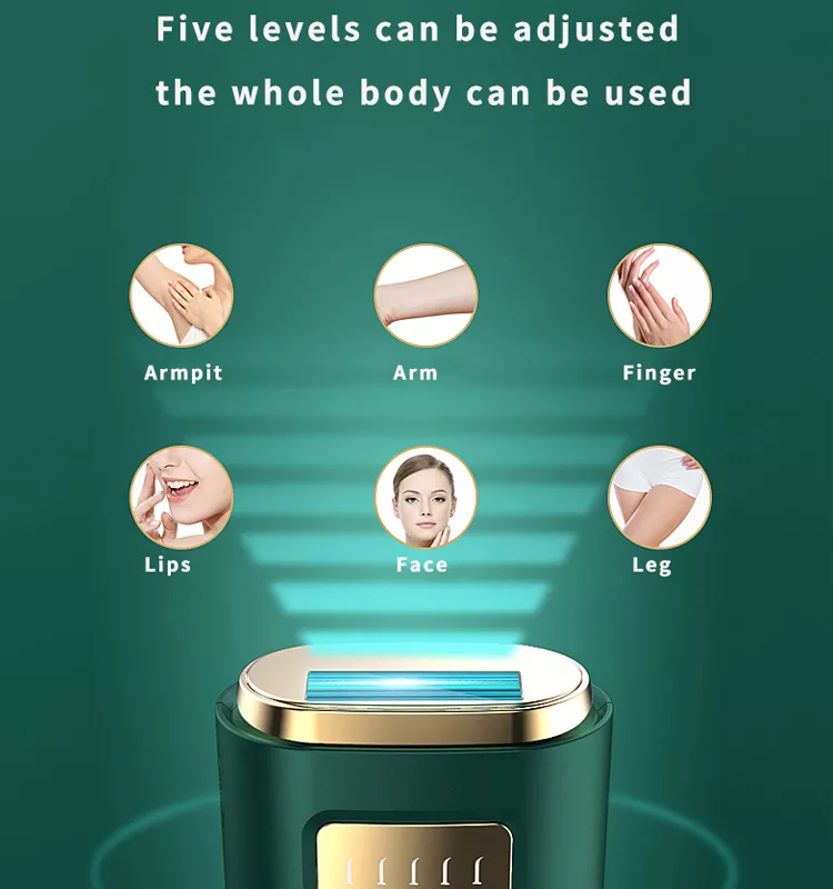 إزالة الشعر المنزلية بالشحن 5th Gear أنبوب الكوارتز مصغرة أجهزة إزالة الشعر الدائم جهاز إزالة الشعر بالليزر باليد