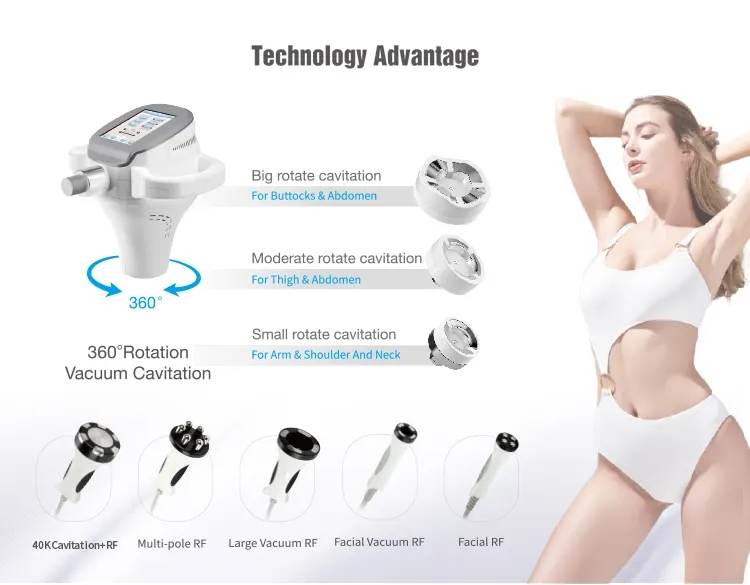360 Rotation Vacuum Cavitation RF System Body Slimming Machine