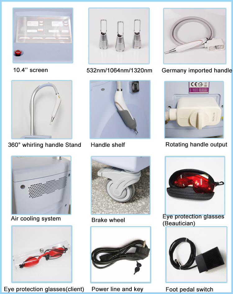 آلة إزالة الوشم بالليزر بيكو Q Switch Nd Yag Laser