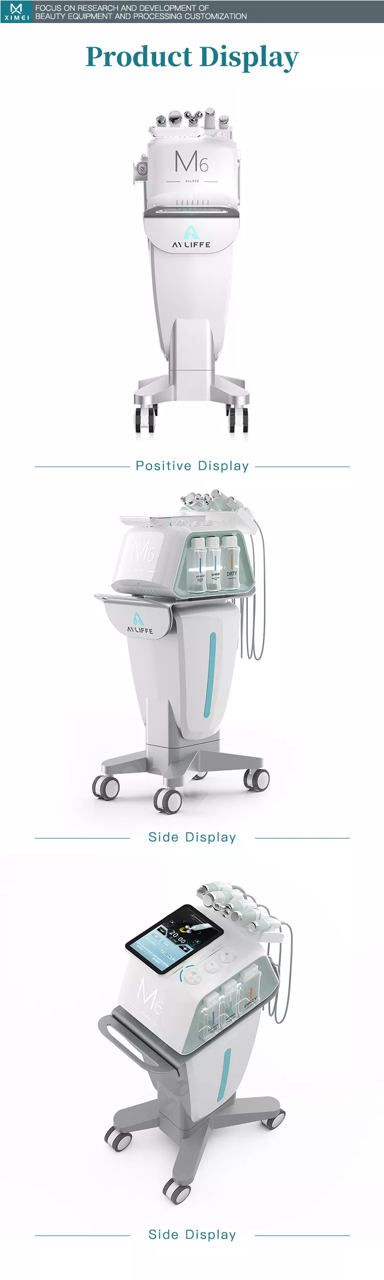 جهاز هيدرو ديرمابرازيون لتنظيف الوجه بالتفريغ الهوائي جت بيل أكوا 6 في 1 لصالونات التجميل