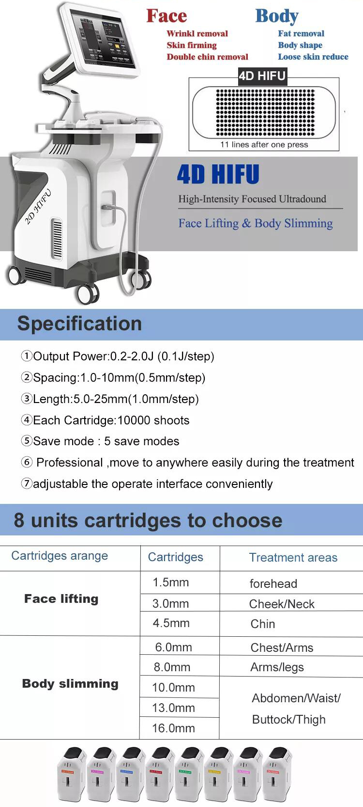جهاز إعادة تأهيل الجلد بالموجات فوق الصوتية مع دوران 360 درجة لإزالة التجاعيد، جهاز MMFU الرأسي 4D