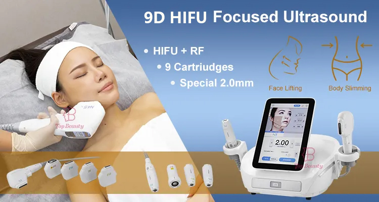 جهاز التجميل بالموجات فوق الصوتية Rf 10 خراطيش لشد البشرة وأفضل مزيل للتجاعيد بتقنية HIFU RF الجديدة