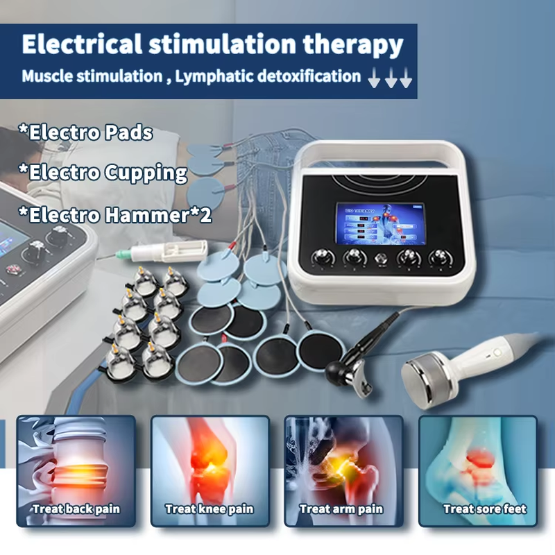 محفز عضلات EMS لتنحيف الجسم موجة روسية التحفيز الكهربائي كأس حجامة تجميل الثدي جهاز العلاج بالتفريغ